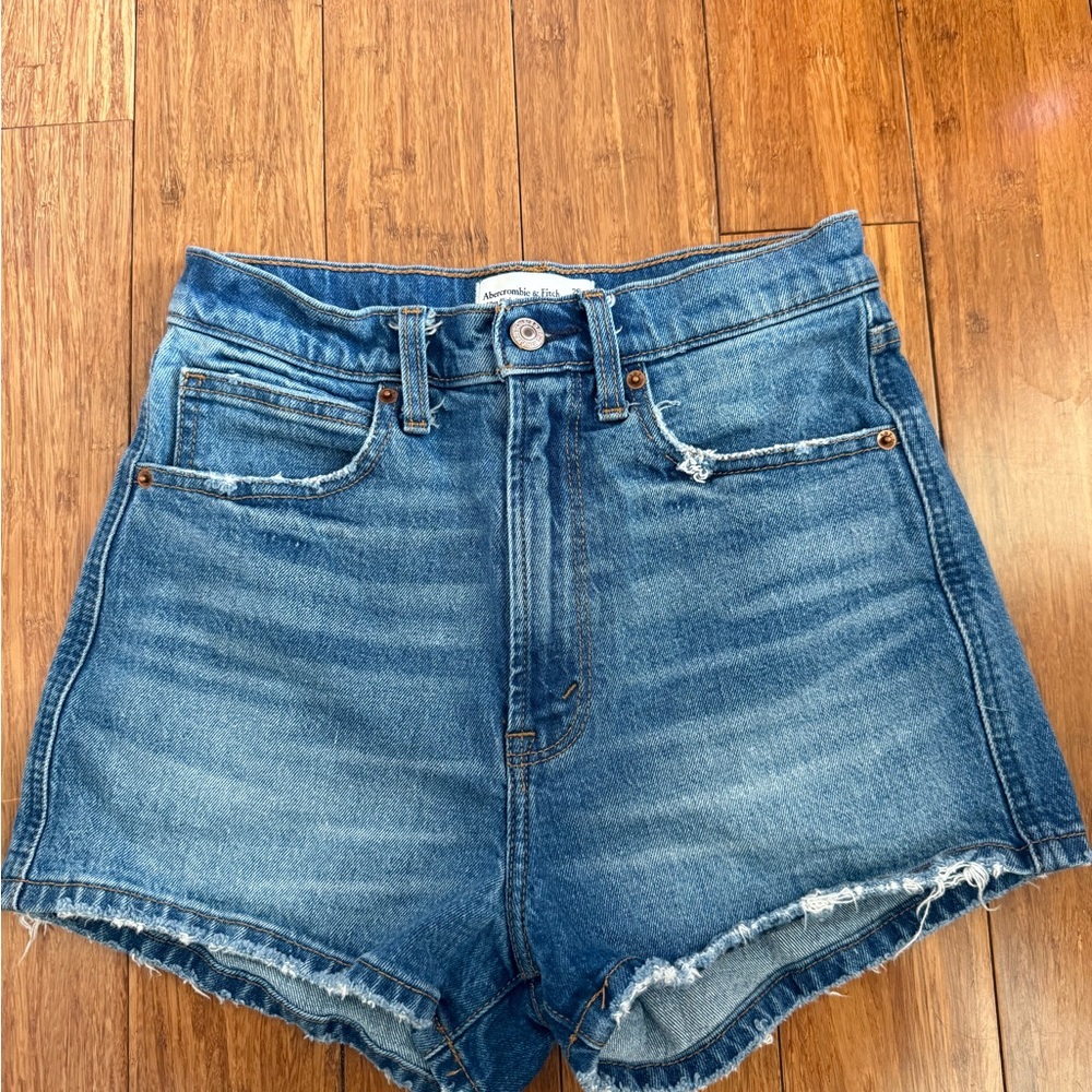 Abercrombie & Fitch High Waist Blue Denim Shorts